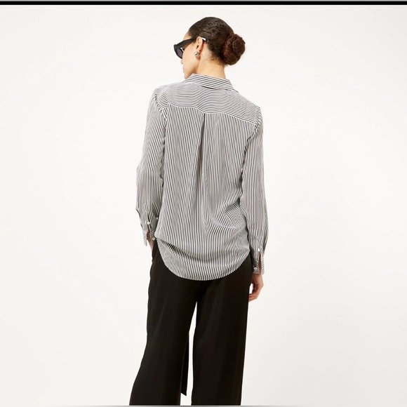 EQUIPMENT FEMME Essential Silk Shirt Bright White/True Black Striped  Size XS - Picture 3 of 12